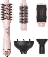 Air Brush 5 En 1 Styler, Brosse Soufflante Professionnelle Pour Séchage Coiffage Volume Boucles Lissage, Diffuseur Sèche-Cheveux Inclus 3 Niveaux Température ROSE