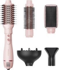 Air Brush 5 En 1 Styler, Brosse Soufflante Professionnelle Pour Séchage Coiffage Volume Boucles Lissage, Diffuseur Sèche-Cheveux Inclus 3 Niveaux Température ROSE