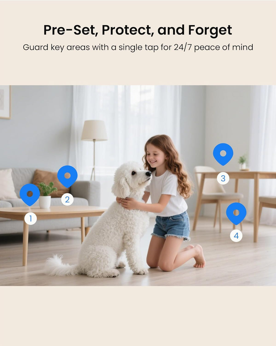 Caméra Surveillance 4K 8MP WiFi Intérieure, 2,4G/5GHz 360° IP Caméra Bébé, Détection de Personne/Animaux/Pleurs, Audio Bidirectionnel, Vision Nocturne, avec Carte Mémoire 64Go