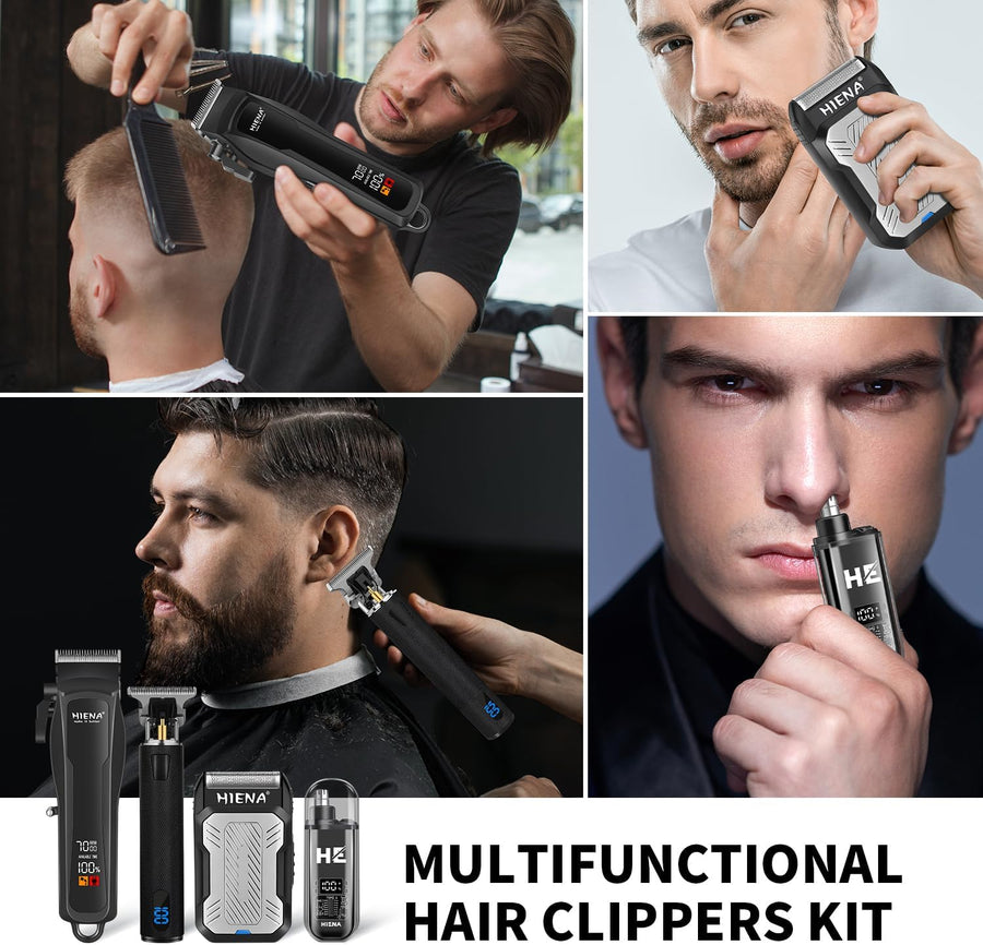 Tondeuse à cheveux professionnelle pour homme, sans fil, tondeuse à barbe, rasoir nasal, rechargeable par USB, kit complet de tondeuse électrique