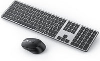 Kit Clavier et Souris Bluetooth pour Mac, Clavier et Souris sans Fil AZERTY Français Rechargeable avec 3 Canaux Bluetooth pour Apple Mac Pro/Mini, MacBook Pro/Air, iMac, iMac Pro, Gris Foncé