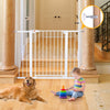 Barriere de Securite Enfant, sans perçage, Extra Haute, 92 cm de Hauteur, 75 à 124 cm de Large, avec 3 rallonges, pour Enfants, Chiens et Chats, Fermeture Automatique et arrêt à 90° BLANC