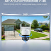 4K 8MP UHD Pan & Tilt Caméra de Surveillance WiFi Extérieure avec Carte Mémoire 64GB et Vue à 360°, Détection IA Visage/Véhicule, Suivi Automatique, Vision Nocturne, Audio Bidirectionnel