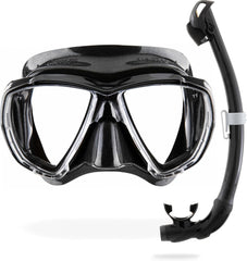 CRESSI Big Eyes + Seal Dry Combo Black/Black - Ensemble Combiné pour Adultes Masque Big Eyes et Tuba Innovant Seal Dry, Idéal pour la Plongée et Le Snorkeling Taille Unique