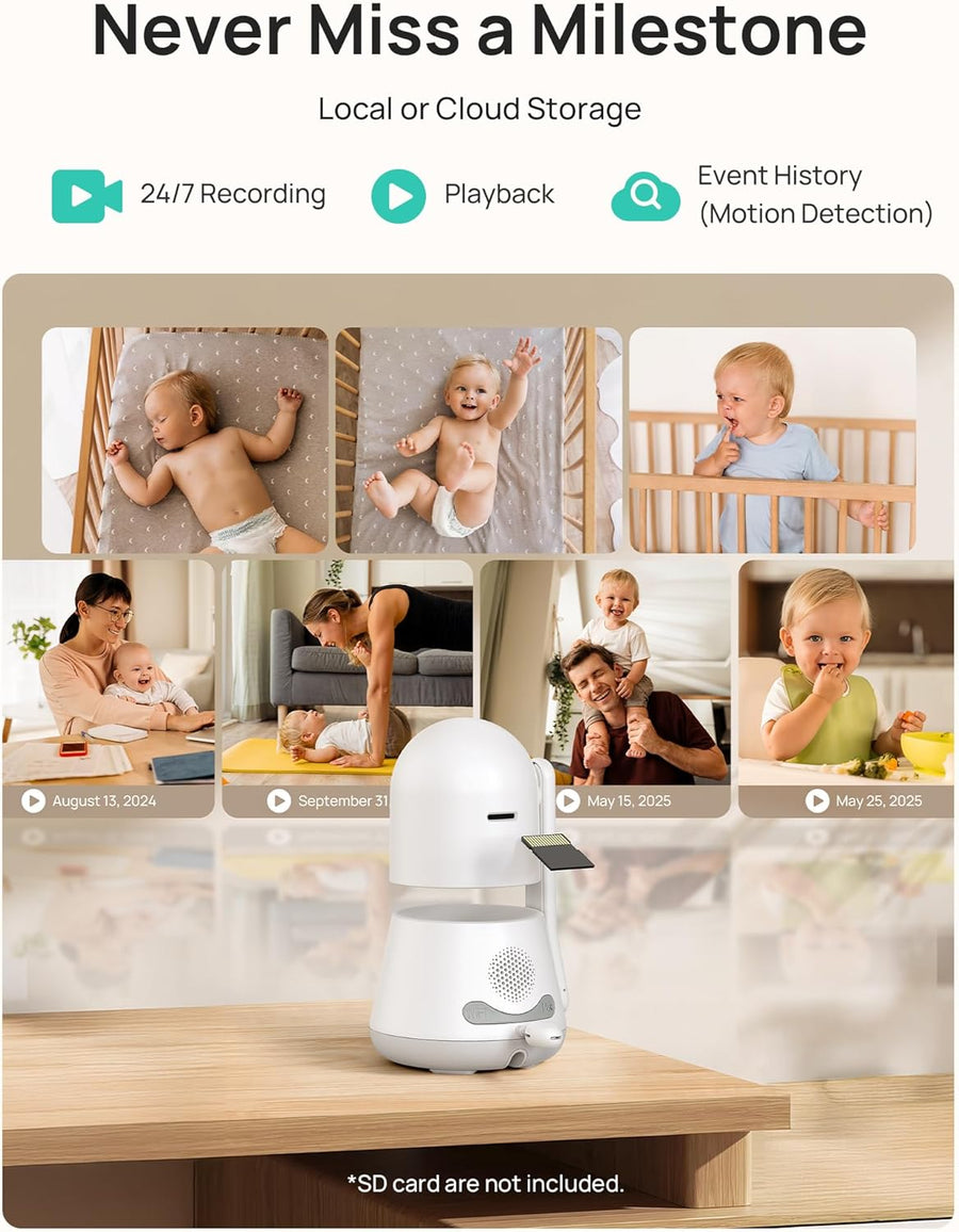 Babyphone Moniteur Bébé Intelligent WiFi 5,5" – Écran Partagé 1080P & Caméra 2K, Mode Confidentialité, Multi-Utilisateur, Batterie Amovible 5000mAh, Veilleuse RGB, Alerte Pleurs & Mouvements