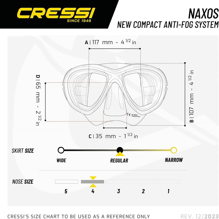Cressi Naxos Mask Masque de Plongée avec Système Anti-Buée Unisex-Adult, Noir/Noir, Taille Unique
