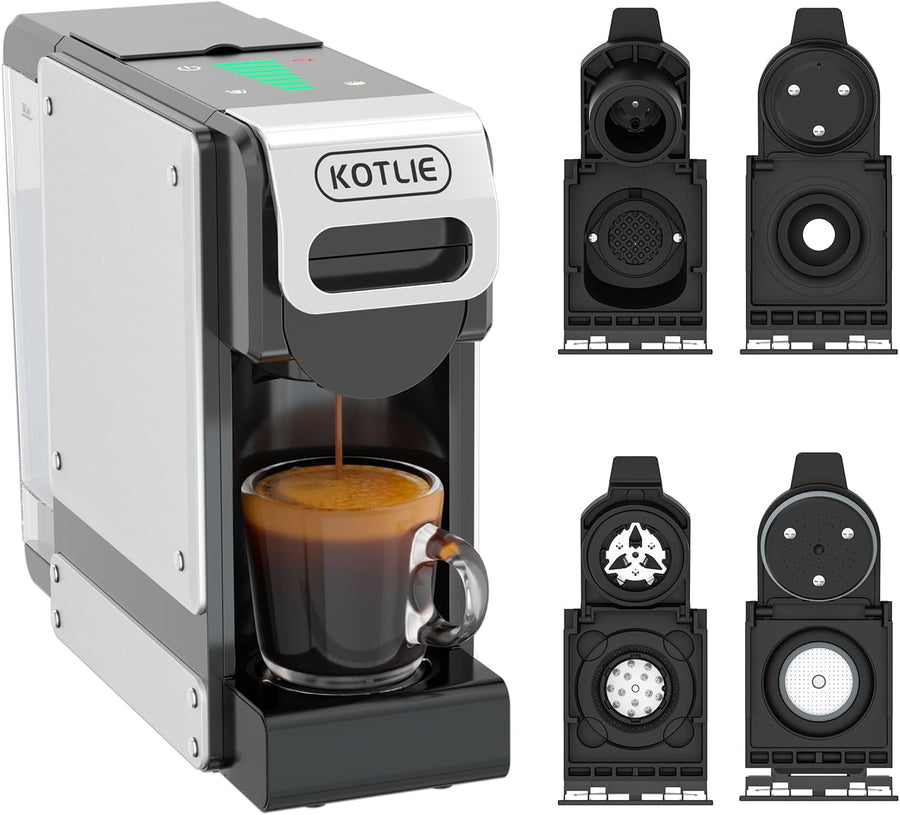 Machine à café à capsules, machine à café à capsules 4 en 1 pour Nes Original/D*G/A MODO MIO et café moulu, 7 niveaux de quantité d'eau