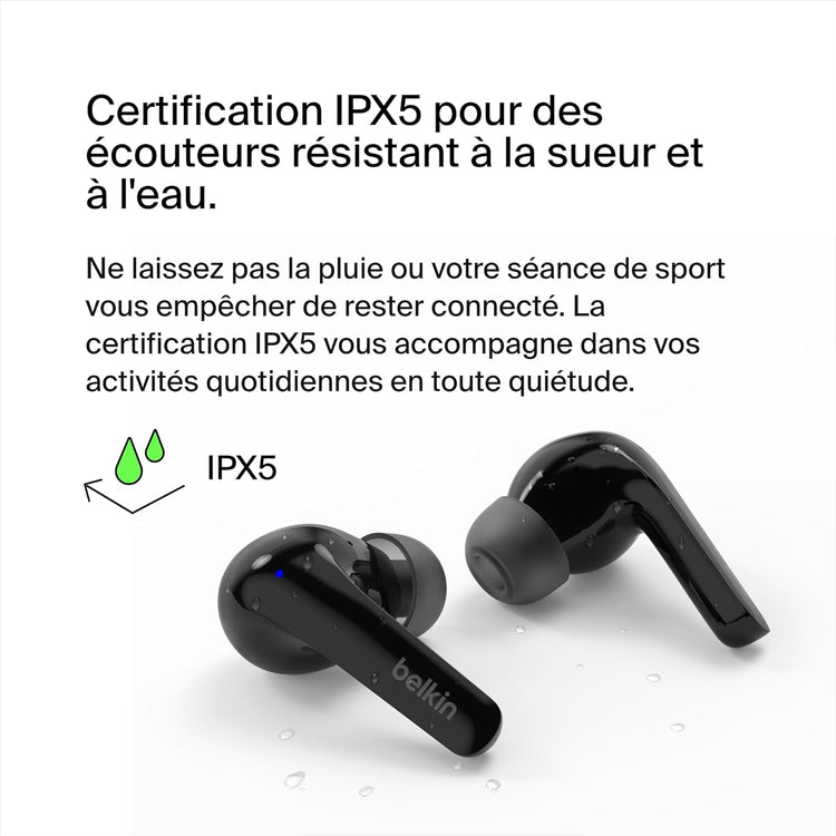 Écouteurs Bluetooth Sans Fil SoundForm Motion Suppression du Bruit Etui de Charge Micros Etanche IPX5 NOIR