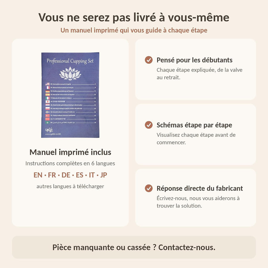 Kit 12 Ventouses Cupping avec Pistolet – Massage Dos et Corps Notice illustrée en français, 5 tailles ø35-69 mm, 6 aimants, tube d'extension et sac de rangement, hijama anti-cellulite