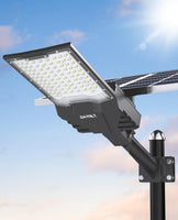 Lampadaires solaires d'extérieur, 6500 K ultra grands feux de stationnement commerciaux du crépuscule à l'aube, lampes de sécurité étanches IP67 à énergie solaire