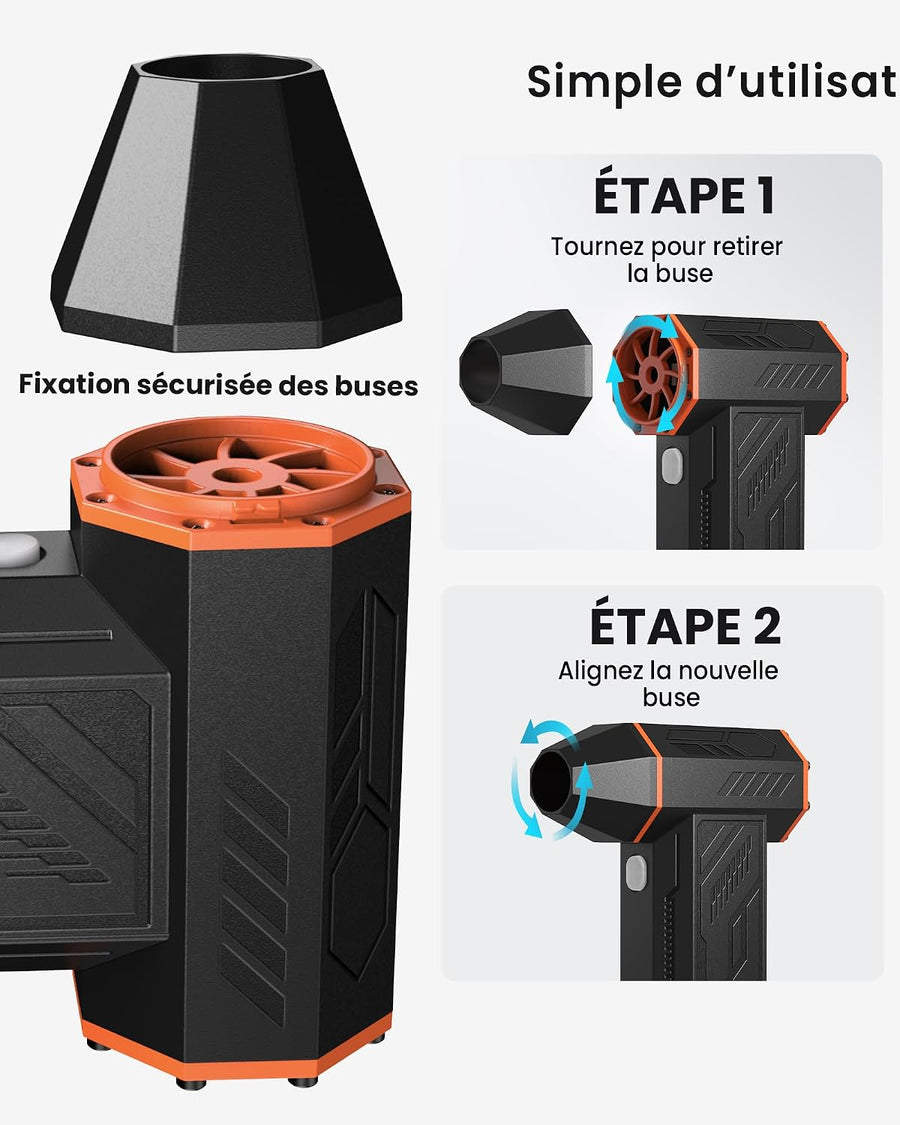 Souffleur Air Comprimé 110000 TR/Min, Soufflette Électrique avec Batterie 2000 mAh, Mini Souffleur Puissant avec 4 Niveaux de réglage, idéal pour Nettoyer PC, Clavier, Voiture