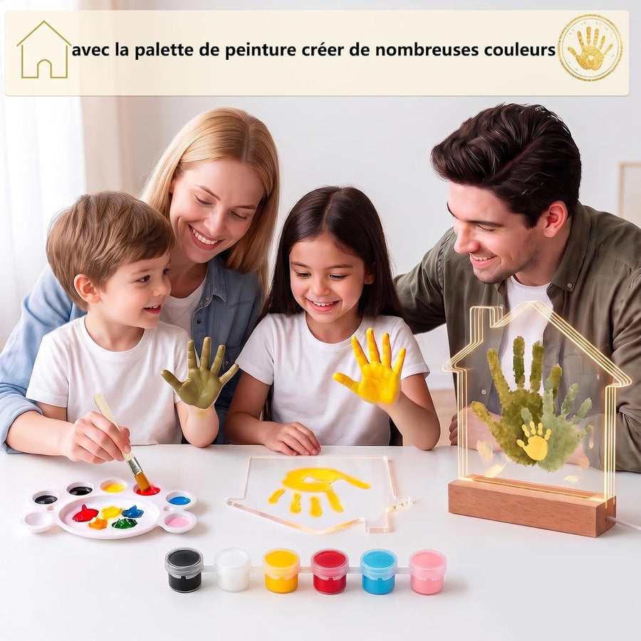 Kit d'empreintes de main avec veilleuse LED, empreinte de pied de bébé avec Empreinte de main pour couples et familles, kit d'empreintes de pattes de chien et chat, souvenir à faire soi-même