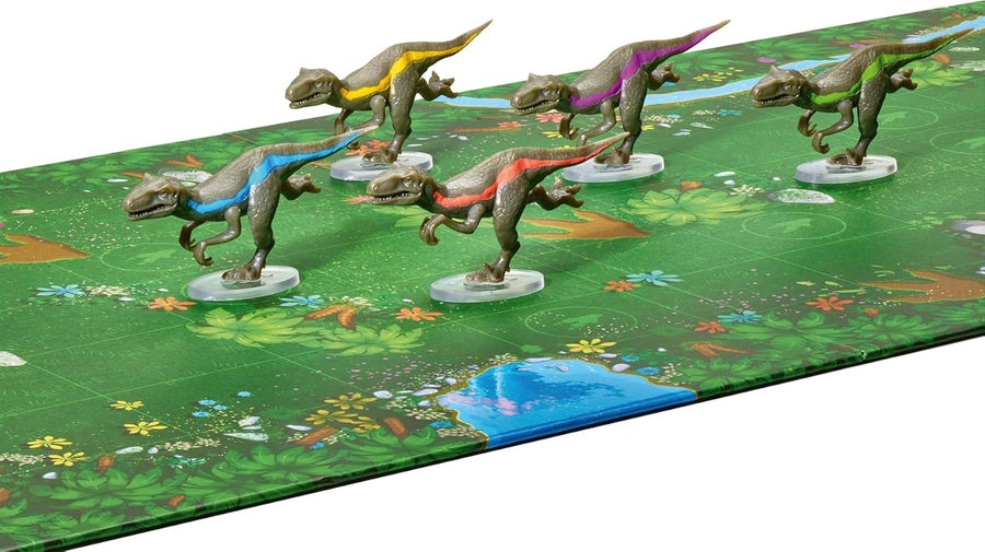 Asmodee - Raptor Race - FlexiQ - Jeux de société - Jeu de Course Tactique - Jeu Enfant 6 Ans - 2 à 5 Joueurs - 20 Min - Figurines Dinosaures - Plateau Double-Face - Version française