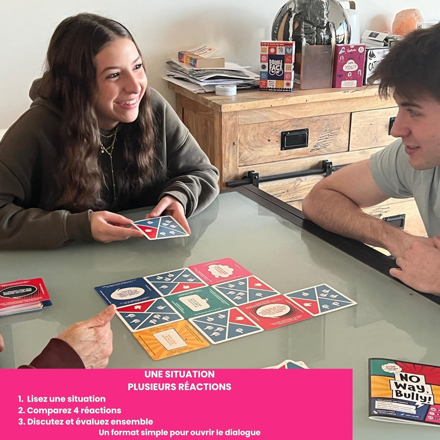 Jeux No Way, Bully! Jeu Contre Le harcèlement Scolaire et Le cyberharcèlement, Dès 10 Ans, 2 à 30 Joueurs, Livret Pratique 24 Pages co-conçu avec Emmanuelle Piquet