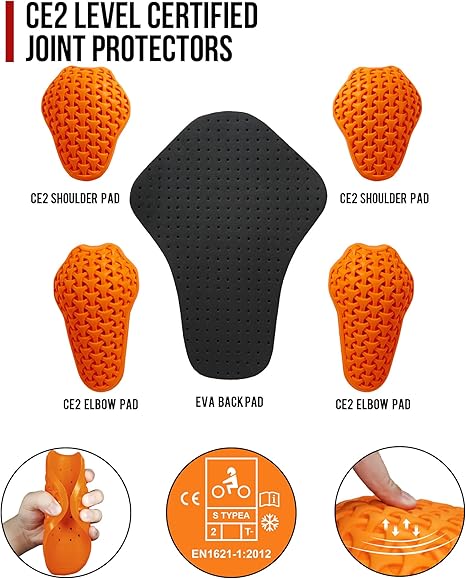 Veste Moto Homme Taille L Toutes Saisons avec CE Epaulettes Coudières Equipement pour Motocyclistes, Doublure Amovible,Coupe-Vent et Résistante au Froid