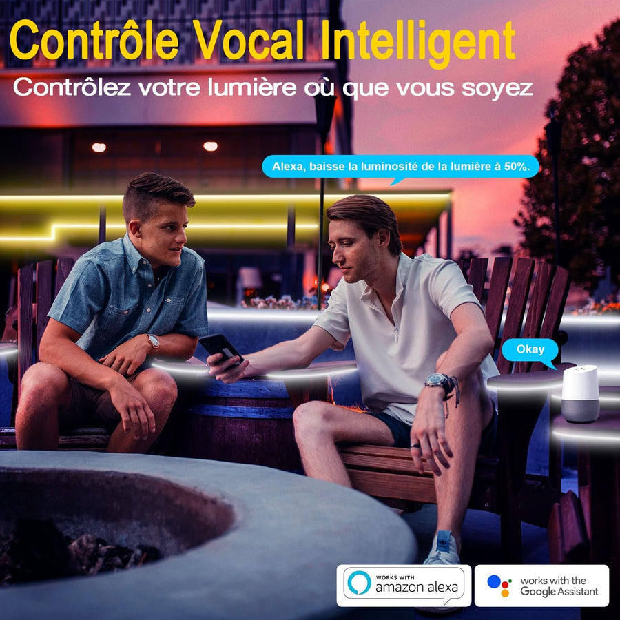 Ruban LED 8m Exterieur IP67 Blanc Chaud à Blanc Froid Variable, Bande LED Compatible Alexa App & Eelecommande 24V, Etanche Bandeau LED Adhésif pour Eclairage Exterieur