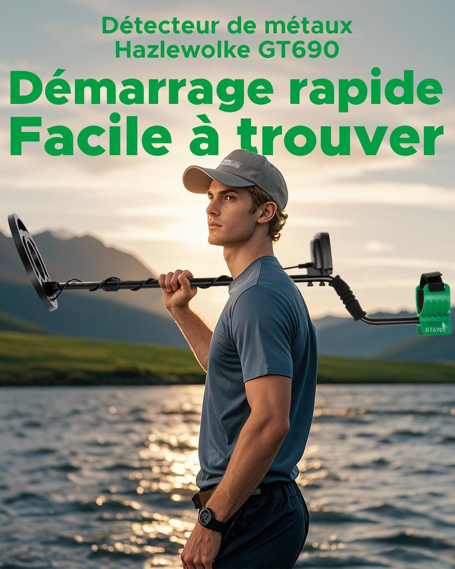 Detecteur de Metaux Professionnel Haute Précision avec Bobine Étanches de 10 Pouces, Kit de Détecteurs de Métaux Électriques pour la Plage