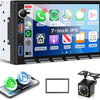 Autoradio 2 Din Touches de Piano avec Carplay Android Auto sans Fil, 7 Pouces IPS HD Écran Tactile Poste Radio Voiture Soutien Bluetooth Radio FM EQ USB/Type-C Mirror Link SWC Caméra de Recul
