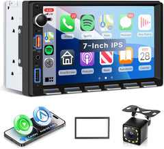 Autoradio 2 Din Touches de Piano avec Carplay Android Auto sans Fil, 7 Pouces IPS HD Écran Tactile Poste Radio Voiture Soutien Bluetooth Radio FM EQ USB/Type-C Mirror Link SWC Caméra de Recul