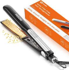 Fer à lisser 2 en 1 Boucler et lisser, 20s de chauffage rapide, plaques en titane Lisseur ionique pour un style lisse, panneau flottant 3D empêche les cheveux de tirer, avec écran LCD