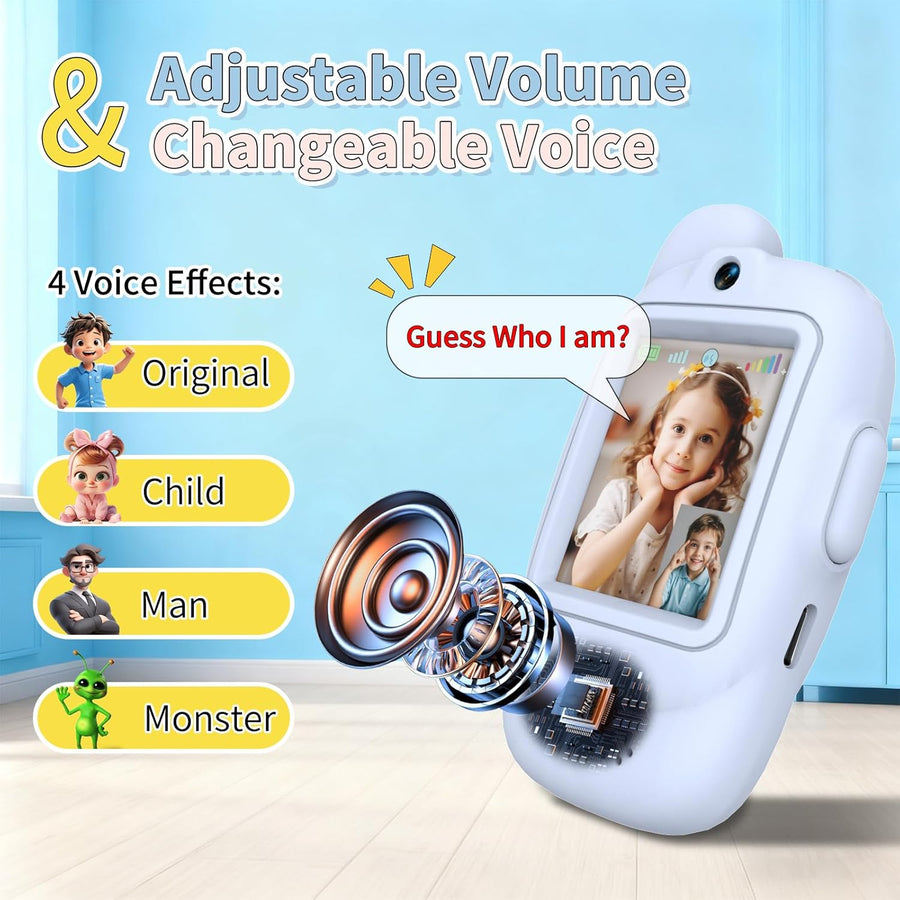 Lot de 2 Talkies-Walkies Vidéo Enfants Rechargeable Longue Portée avec Écran D'affichage et Changeur de Voix
