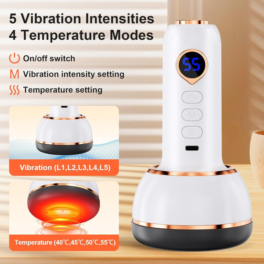 Vibrastone massage,Vibrastone Gua Massage,Massage Anti Cellulite avec fonction de chaleur et de vibration,pour les mains, le dos, les pieds pour Détendre Les Muscles