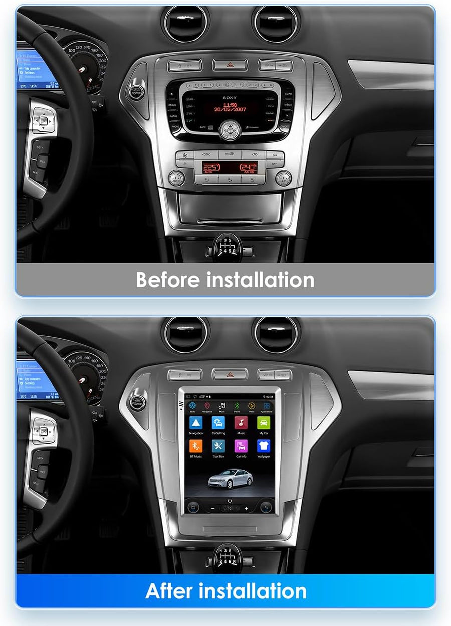 Autoradio 2G+64G Android 14 9,7" avec écran vertical pour Ford Mustang 2010-2014, prend en charge Carplay/Android Auto, commande au volant, Wi-Fi/4G, AM/FM