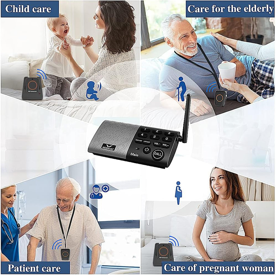 Interphone Sans Fil Audio Bidirectionnel Bouton Appel Soignant Pager Personne Agée