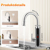 Robinet Électrique avec Chauffe-eau Instantané, 3600W Robinet Chauffant en Acier Inoxydable, Сhauffe-Eau de Cuisine Avec Col Flexible et Affichage de la Température, pour Cuisine, Salle de Bain