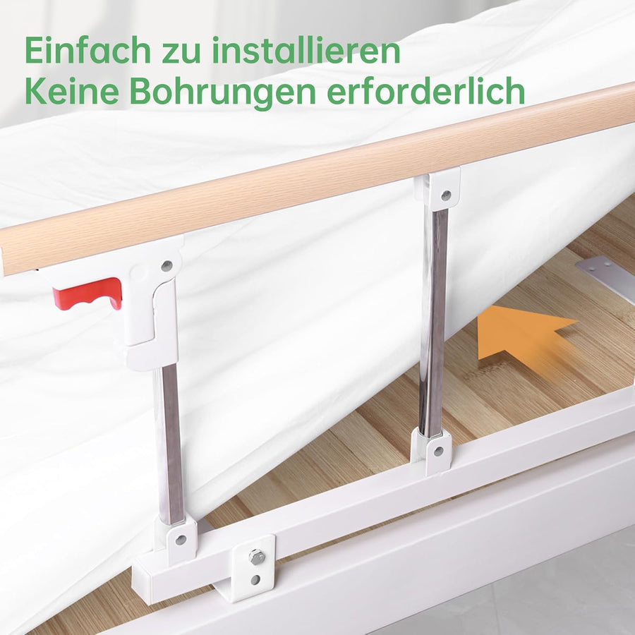 Garde latérale pour barrière de lit pour Personnes âgées, Protection latérale de sécurité Pliable pour Adultes, Main Courante de sécurité, Barre d'appui pivotante, Cinq cloisons