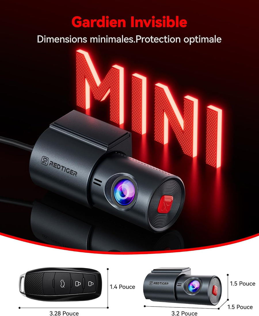 REDTIGER F11 Dashcam Voiture 4K, WiFi & Contrôle via App, Vision Nocturne, WDR, Mini Caméra Embarquée Discrète, Enregistrement en Boucle & Mode Stationnement 24H, Plug & Play, Sans Carte SD, Max 256Go