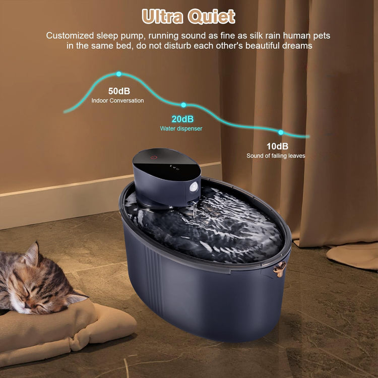 Fontaine Eau Chat sans Fil 2,5L Detecteur de Mouvement 4000mAh Rechargeable Batterie Silencieux Distributeur Eau Automatique NOIR