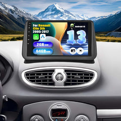 Autoradio Android 13 2G+64Gpour Renault Clio 3th 2005-2017 avec Carplay/Android Auto/Mirrorlink, écran Tactile capacitif 9 Pouces avec WiFi GPS Bluetooth FM/RDS EQ