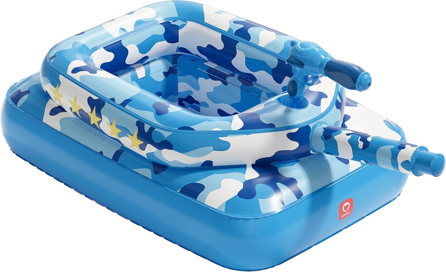 Flotteur de piscine pour enfants avec canon à eau, jouets gonflables extra épais de 0,35 mm pour garçons et filles de 3 à 6 ans, flotteurs de piscine robustes avec siège rembourré pour bataille BLEU