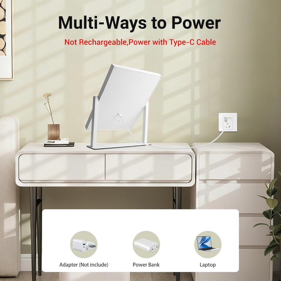 Miroir de Maquillage avec Éclairage Hollywood,Blanc,300x250mm,Dimmable,3000K/6000K,pour Coiffeuse