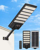 Lampadaire Solaire Exterieur, 3000K/4000K/6000K Lampe Solaire Puissante avec Télécommande, IP67 Étanche Spot LED Extérieur Detecteur