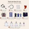 Kit 12 Ventouses Cupping avec Pistolet – Massage Dos et Corps Notice illustrée en français, 5 tailles ø35-69 mm, 6 aimants, tube d'extension et sac de rangement, hijama anti-cellulite