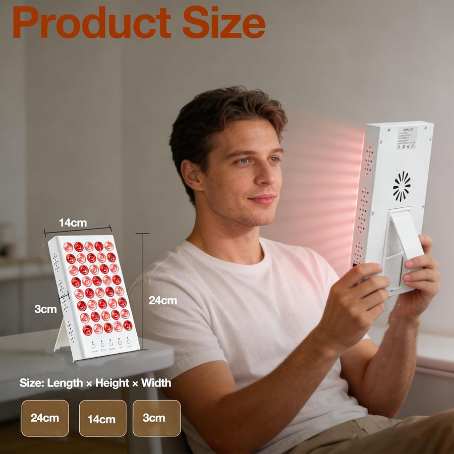 Panneau de lumière rouge - Double longueur d'onde LED 660 nm et 850 nm, avec support ajustable, 40 LED, minuterie 15/20/25 minutes, idéal pour la relaxation du visage et du corps