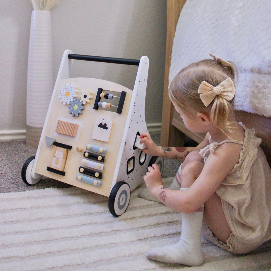 Trotteur en Bois Pour Bébé, Centre d'Activités Multiples Montessori Pour Garçons Et Filles de 12+ Mois, Jouet Éducatif à Pousser Et à Tirer