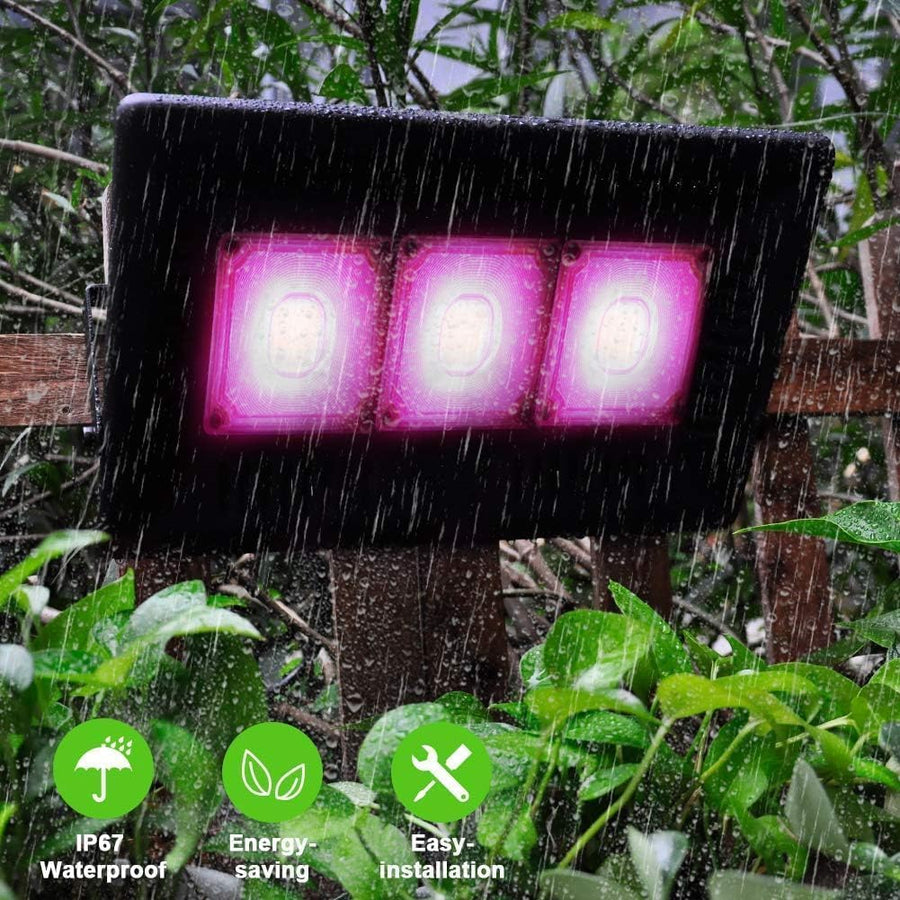 Lampe Horticole 150W, P600 Lampe Plante Interieur LED Spectre Complet, IP67 ETanche, Grow Light pour Une Culture Tout Au Long De L'AnnéE Avec Un éClairage De 270° - LumièRe Rose