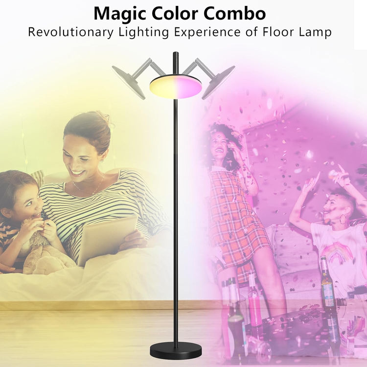 Lampadaire LED 15W RGB Intensité Dimmable 1.70m Orientable Télécommande