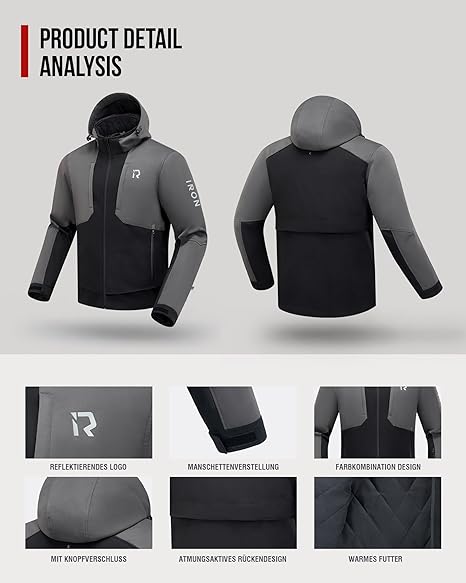 Veste moto homme Taille L hiver avec protections CE aux épaules et aux coudes,équipement de protection,doublure amovible pour protéger du froid et du vent en toutes saisons Noir