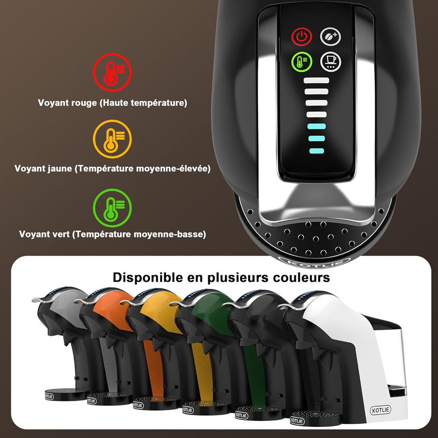 Machine à café à capsules, 5 en 1, 19 bars, multi-capsules pour Nespresso/Dolce Gusto/ESE Pads (44 mm), réservoir d'eau 1 l, 3 températures/7 quantités d'eau