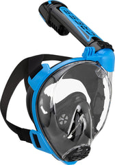 CRESSI Duke Action Full Face Mask - Masque intégral CO2 Safe Grande Vision Snorkeling No Fog avec Tuba Dry et Support Action Cam - Noir/Bleu - M/L