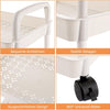 Chariot de Cuisine avec roulettes à 4 étages Chariot de Rangement Multifonction pour Cuisine, Maquillage, Salle de Bain, Bureau BLANC