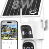 Ctronics Camera Surveillance Solaire AOV Double Objectif,WiFi Extérieure 3MP+3MP Enregistrement 24/7, 8W & 15600mAh, 30m Détection Humaine Suivi Auto, Vision Nocturne, PTZ 355° IP66