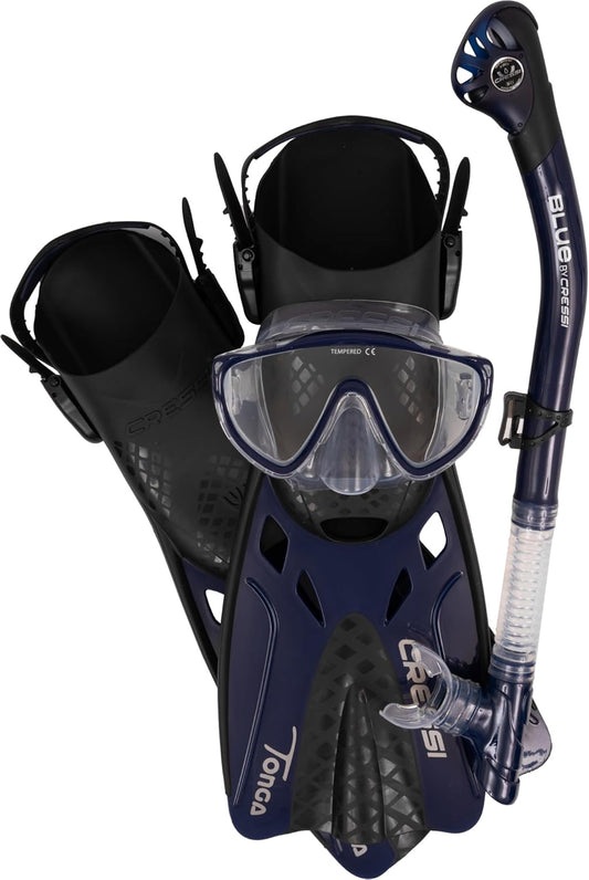 Set Cressi Tino Adventure Set Snorkeling Kit Mixte Palme Masque Tuba Taille L-XL BLEU