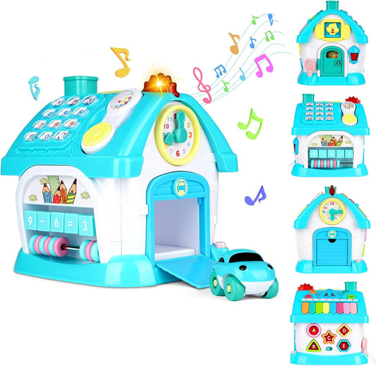 Jouet Maison Bébé Musicale Multifonctionnelle Montessori Jeux Enfants en Bas Age BLEU