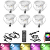 Lot de x6 Spots LED WiFi Bluetooth Encastrable au sol Extérieur Interieur Ø30MM 12V RGB Étanche IP67 Spot Encastrable Led avec Télécommande,LED Lumières éclairage pour Terrasse et patio