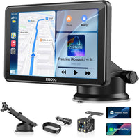 Écran Voiture 7 Pouces CarPlay sans Fil avec Caméra de Recul HD Android Auto Apple CarPlay,Portable Autoradio,Écran Tactile IPS,Mirror Link,Bluetooth 5.3,Commande Vocale,Navigation GPS,AUX